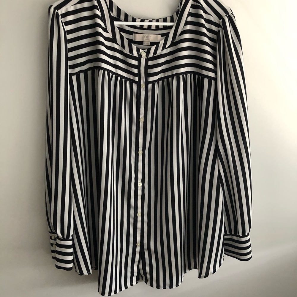 Loft black and white stripe top